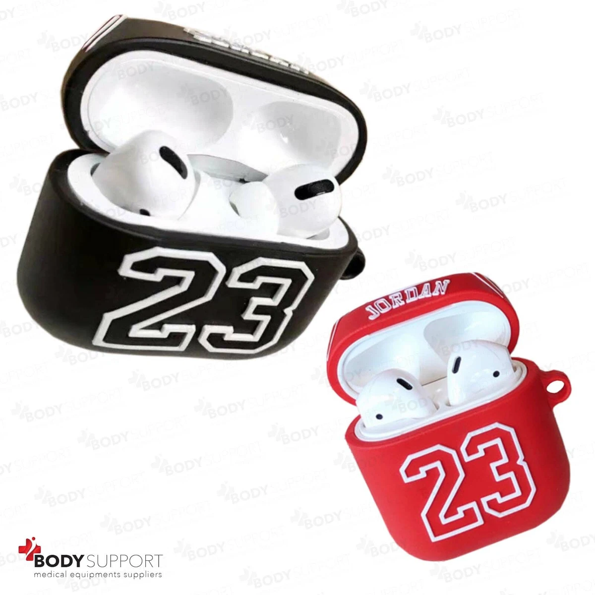 air jordan logo red n black airpod case