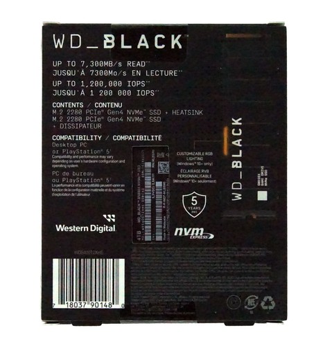 WD_BLACK 4TB SN850X NVMe, M.2 2280, Gaming SSD w Heatsink - Works w PS5 - Picture 2 of 2