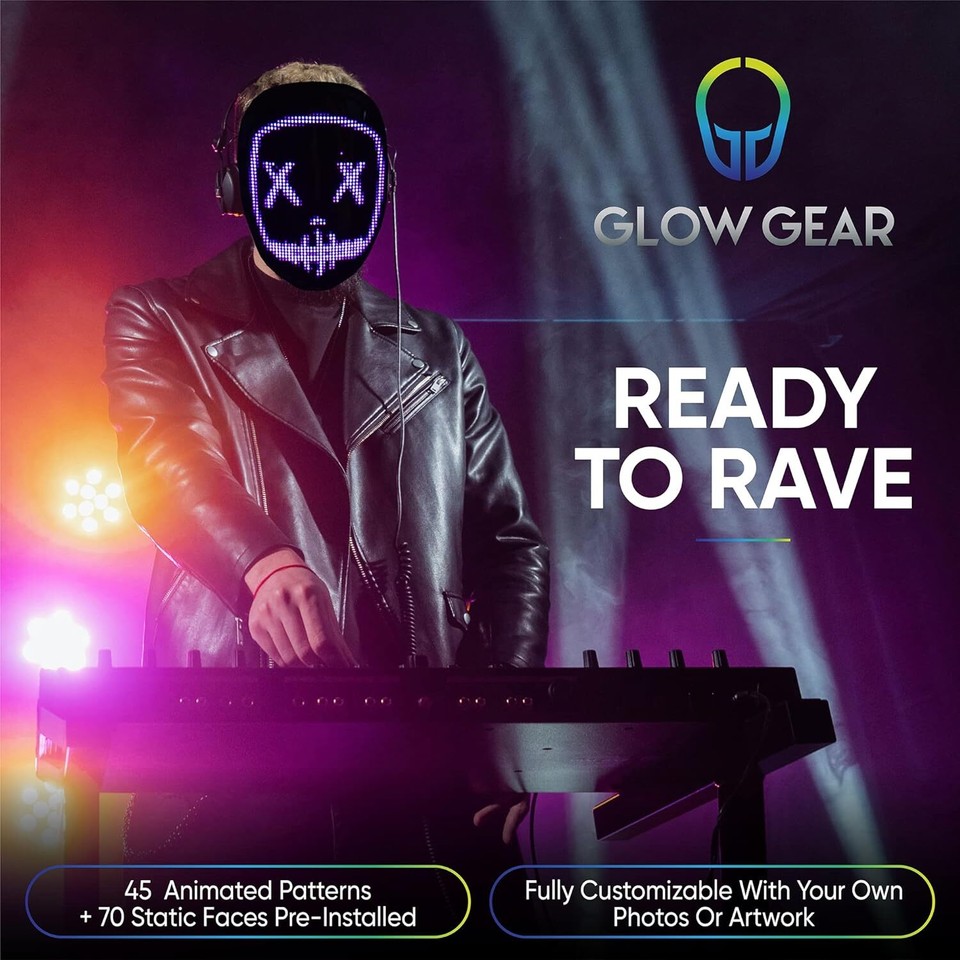 MAN Face Transforming LED Mask Electronic Changing Facial