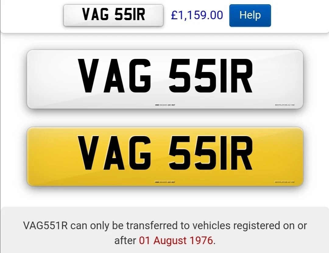 Private registration number plates for sale eBay