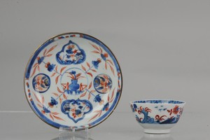 Unusual Kangxi Period Chinese Porcelain Saucer + European Cup Imari Drin...