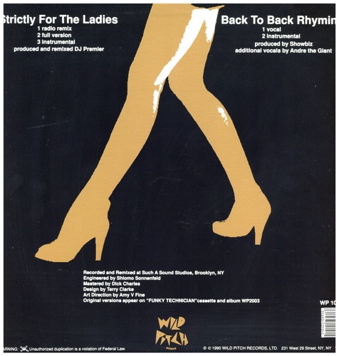 Lord Finesse & DJ Mike Smooth - Strictly For The Ladies 12" US Reissue!NM/EX+ - Picture 2 of 4