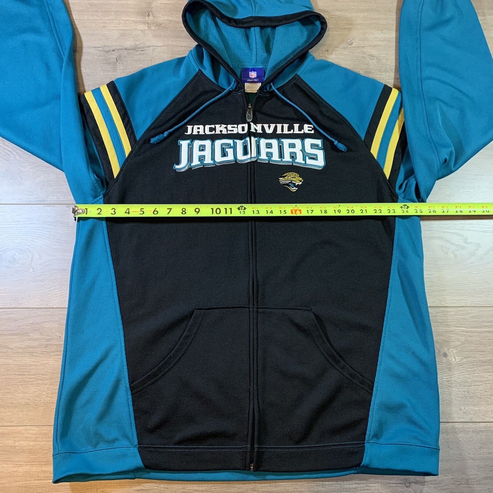 Jacksonville Jaguars Reebok NFL Full Zip Hooded Jacket Hoodie Rare Size XL Blue thumbnail 8