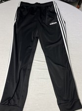 Adidas 3 Stripe Joggers Tricot Tapered Cuff Men's Size Medium Pants Black