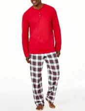 Family Pajamas Men's 2-Piece Mix It Stewart Plaid Pajama Set Size Large