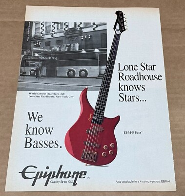 EPIPHONE GUITARS - EBM-5 BASS - 1993 Print Advertisement