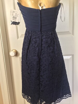 David's Bridal Strapless Chiffon Lace Bridesmaid Dress Navy Blue 2 NWT $149 | eBay David's Bridal Strapless Chiffon Lace Bridesmaid Dress Navy Blue 2 NWT $149 | eBay