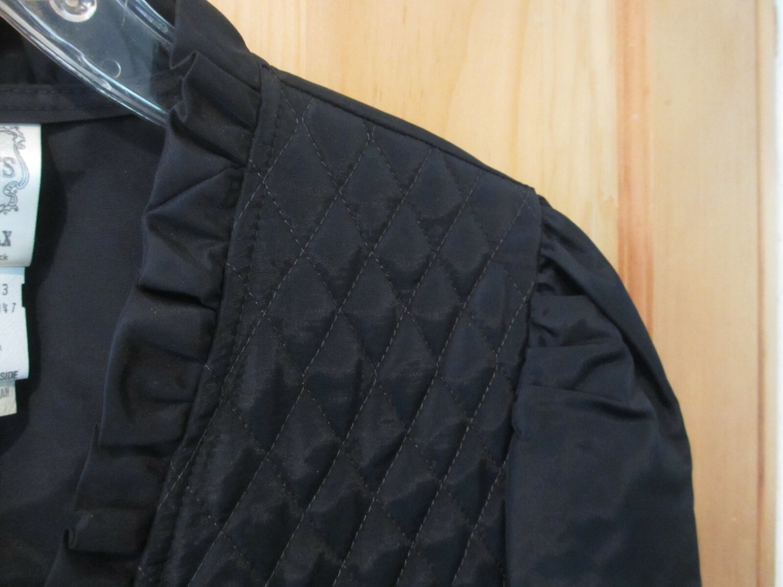 VTG 1970s GUNNE SAX GUNNIES BLACK QUILTED RUFFLE SATIN JACKET BOLERO PRAIRIE Cena sprzedaży