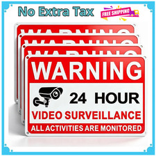 4 Pack Video Surveillance Signs, 8 x 12 Inch Aluminum Camera Signs, CCTV Securit
