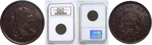 1804 1/2C Draped Bust Half Cent Spiked Chin - NGC XF-45