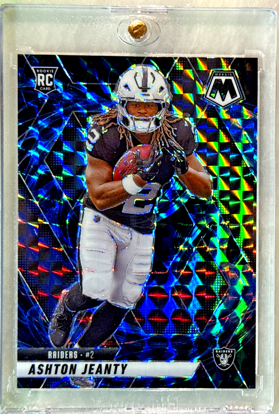Ashton Jeanty RC 2025 Panini Mosaic Genesis Prizm Rookie Card-#345 Raiders SSP
