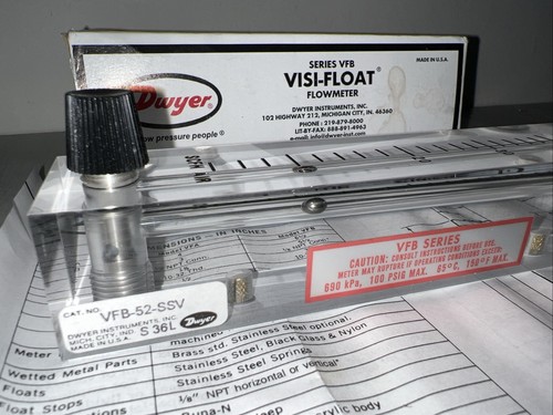 Dwyer VFB-52-SSV Misuratore di portata Visi-Float ~Nuovo - Foto 3 di 7