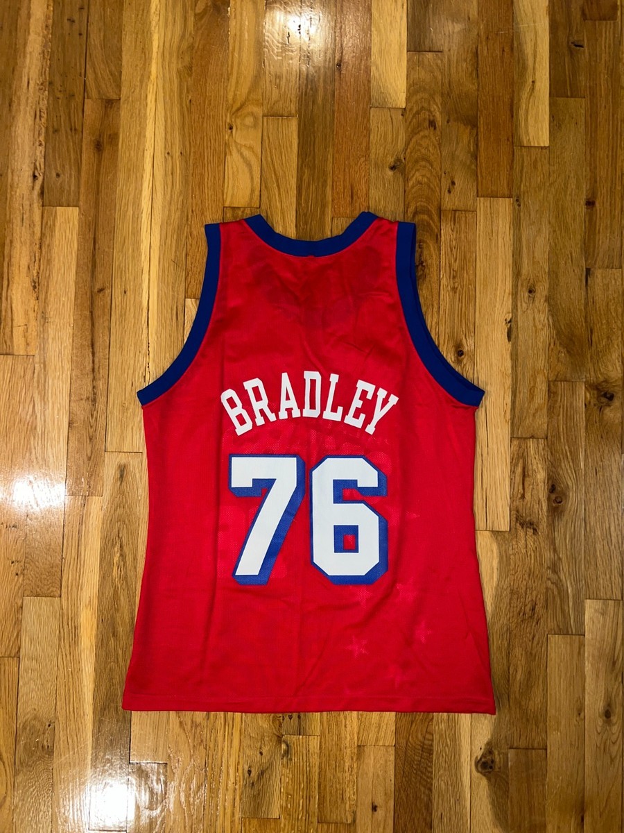 SHAWN BRADLEY Champion PHILADELPHIA 76ERS Red Jersey 44 Large NBA