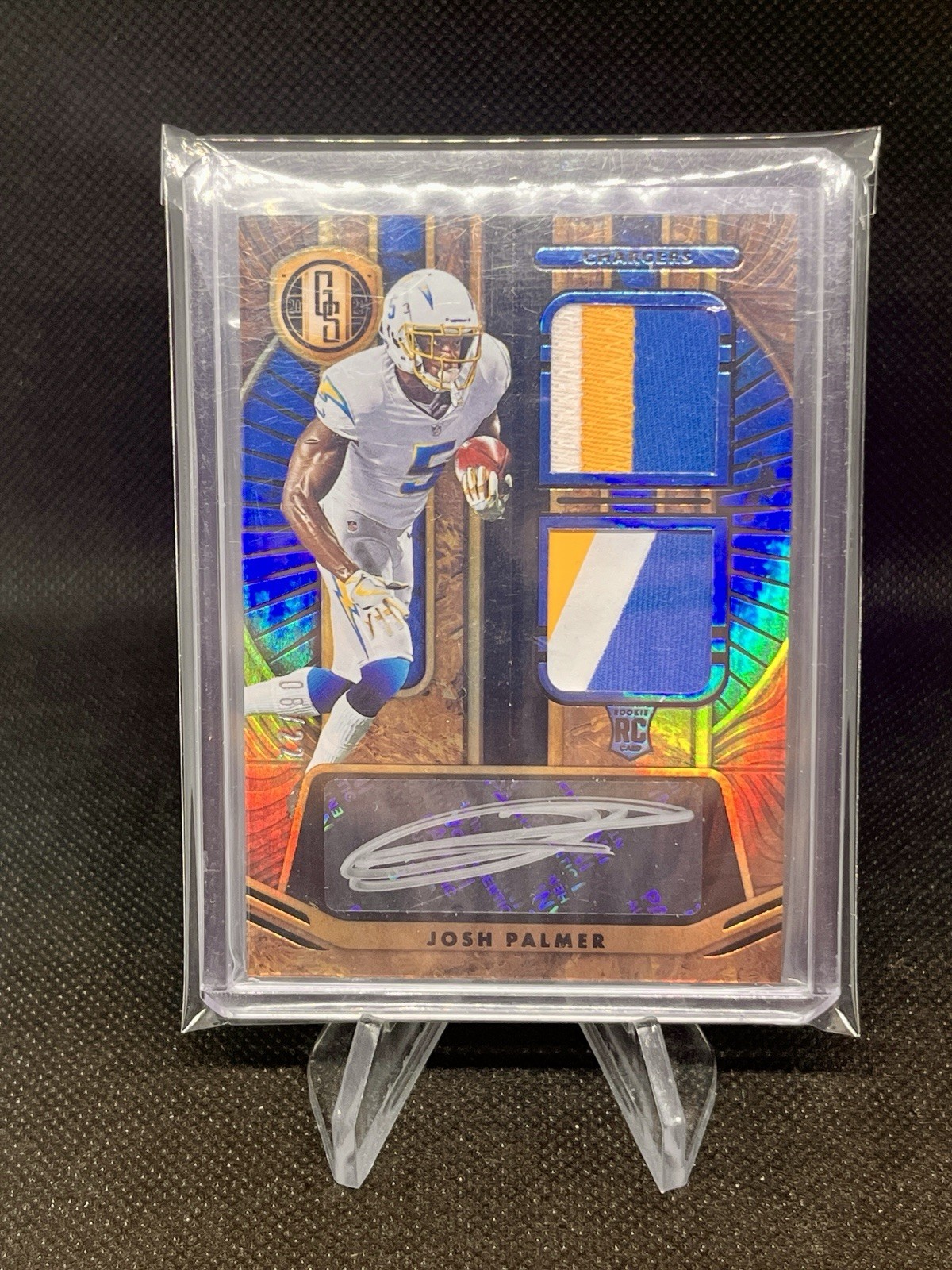 2021 Gold Standard Josh Palmer Rookie Patch Auto RPA 08/22 Dual Patch Chargers view 5