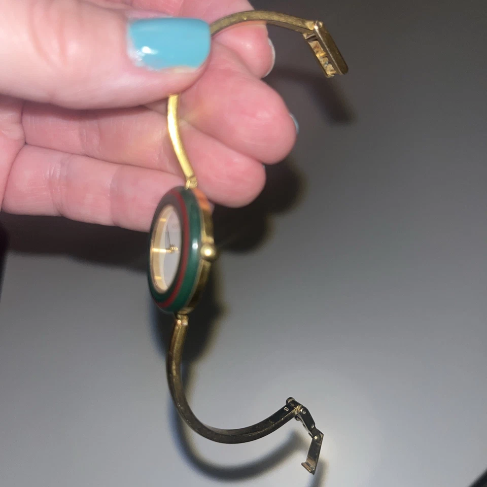 Gucci Change Bezel 12 Colors Gold White Quartz Women Watch Box Authentic Vintage - Image 3 of 4