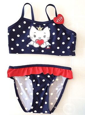 Neu Kinder Hello Kitty Bikini Gr.104/110 blau-rot Punkte Tankini Hello Kitty 110