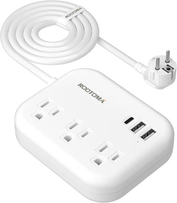 European Travel Plug Adapter with USB C,  Outlet Adapter US to Europe 3 Outlets
