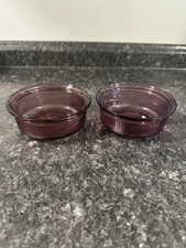 VTG Visions Corning Ware Cranberry Amethyst Ribbed Bowl 1 PINT C-16-B Lot Of 2