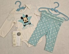 NEW DISNEY NICE MICKEY MOUSE BABY BOY BODYSUIT BOTTOM OUTFIT SET 0-3 mths 