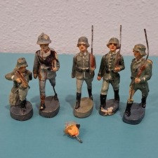 Vtg Composition Soldiers Set of 5 W/Extra Head Military Figures 1930 WWII Era