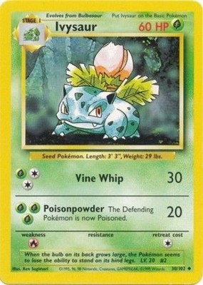 Ivysaur - 30/102 - Uncommon - Unlimited Edition (Damaged) Base Set - Grass Pokém