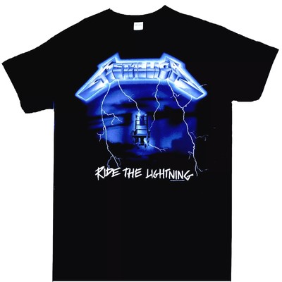 Metallica VINTAGE 1994 METALLICA RIDE THE LIGHTNING ALBUM COVER ART TOUR MERCH TEE IN BLACK