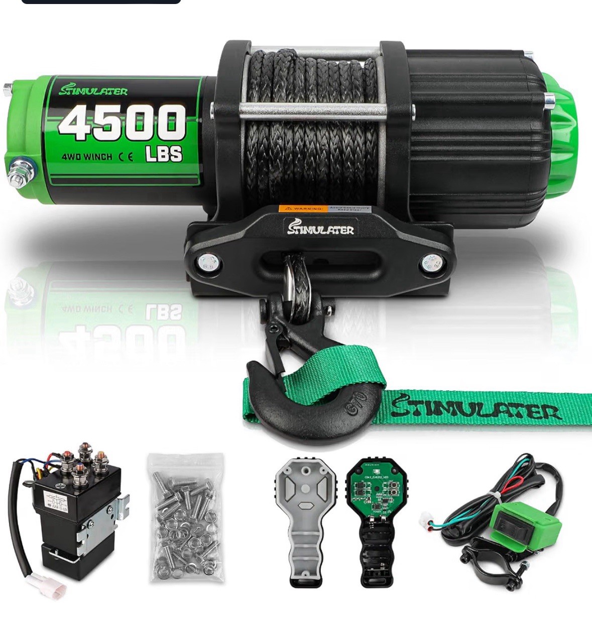 4500LB ATV Winch, with Synthetic Rope, w/Wireless Remote (doesn’t Include hook)