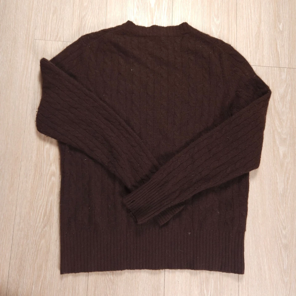 Suéter Evelyn Grace 100 % cachemir cuello en V para mujer talla XL marrón manga larga Foto 3 de 4