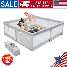 Babyeap Baby Playpen Large Play Yard Fence for Toddlers, 50" x 50" Gray