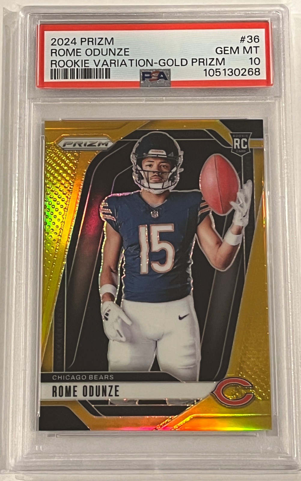 2024 Panini Prizm Rome Odunze Rookie Variation Gold Prizm /10 PSA 10 POP 1