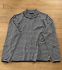 Sag Harbor Women's Striped Sweater B W Size Medium Soft 100 Acrylic