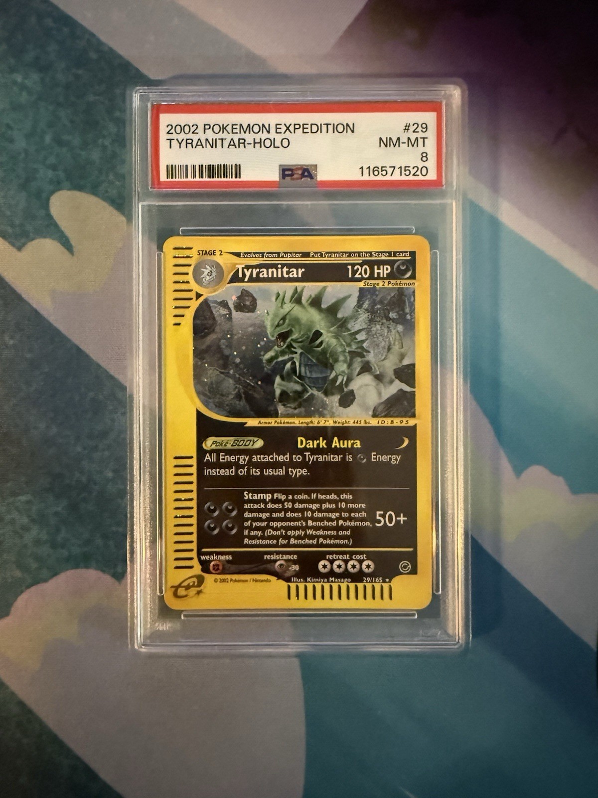 TYRANITAR 29/165 Expedition Base Set Holo 2002 Pokemon Card PSA 8 NM-MT NEW CERT