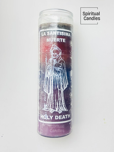 Holy Death 7 Color Candle, Veladora de la Santa Muerte, Holy Death Prayer Candle
