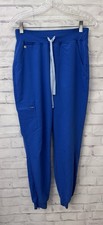 Figs Sz Small Zamora Jogger Scrub Pants Classic Fit Yoga Waist Royal Blue Work