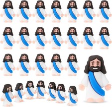 Bememo 25 Pcs Little Jesus Figures Original Design Mini Rubber Blue 