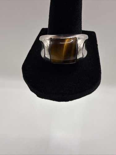 Vintage Mens Sterling Silver Tiger's Eye Ring Size 10 - Bild 5 von 5