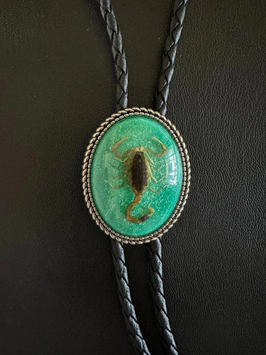 Collana da sposa cravatta BOLO vero scorpione agata vintage western cowboy tutti i colori - Foto 1 di 6