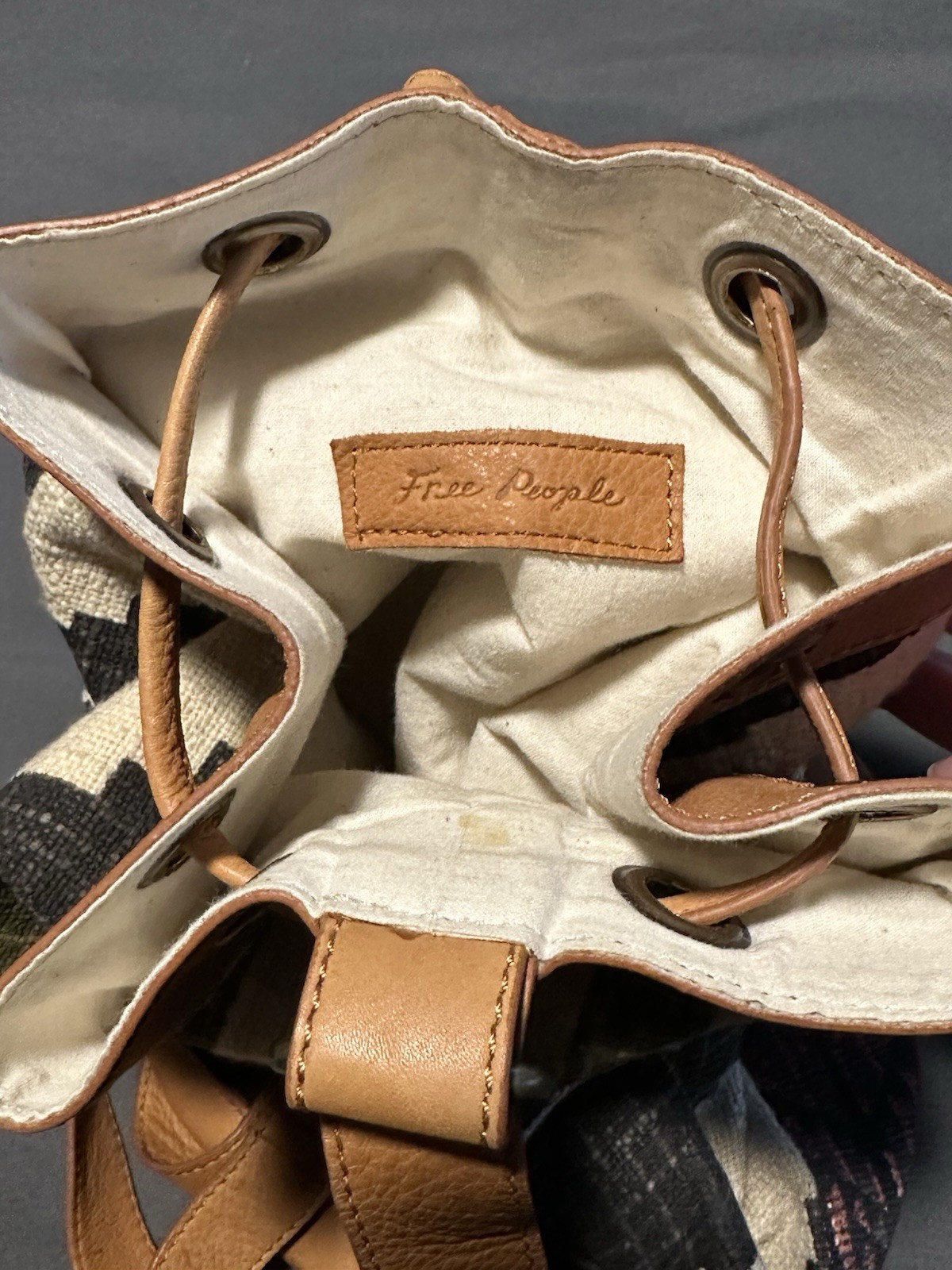 Free People Geometric Pattern Drawstring Bucket B… - image 2