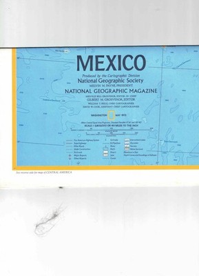 1973-5 May MEXICO & CENTRAL AMERICA National Geographic Map/ Poster