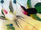 John Derian Hummingbird Decoupage Plate 5x7 Glass Dish Signed Back Handmade USA — photo 3