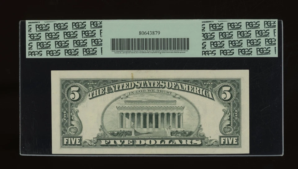 DBR 1993 $5 FRN San Francisco Fr. 1983-L PCGS App 58 Serial L88070421B - Image 2 of 2