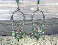 Chandelier Earrings Silver Czech Glass, Dangle Earrings, Boho Handmade NEW