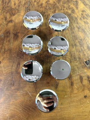 Lot of 7 VTG MCM Chrome Cabinet Door Drawer Concave Beveled Knobs 1.5'' Mirrored