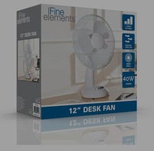 Fine Elements COL1251GE 12-Inch Oscillating Desk Fan in White