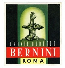 Grande Albergo Bernini Hotel Luggage Label Rome Italy