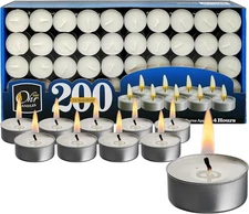 OHR CANDLES Tealight Candles - 200 Pack Bulk Tea Lights Candles - White Tealight