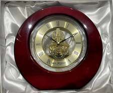 WM WIDDOP Mantel Clock W2015 - Brand New Round Piano Wood Mantel Clock