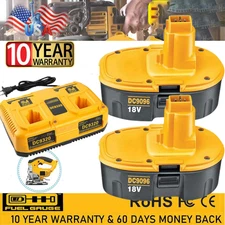 2Pack 18V XRP Battery /Charger for DEWALT DC9096-2 DW9095 DW9096 DC9098 DC9099