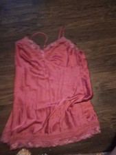 VICTORIA'S SECRET SATIN SIIP CHEMISE M. BABYDOLL MAUVE  PINK NIGHTGOWN.