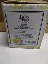 ENESCO PRECIOUS MOMENTS Salt & Pepper Shakers KIDS IN SLEIGH 1995